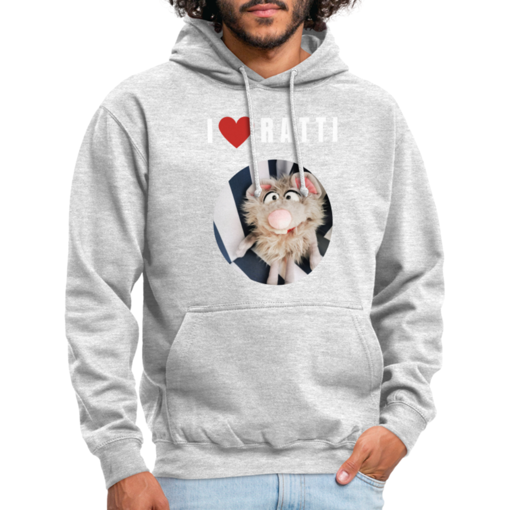 Unisex Hoodie - I love Ratti - Hellgrau meliert