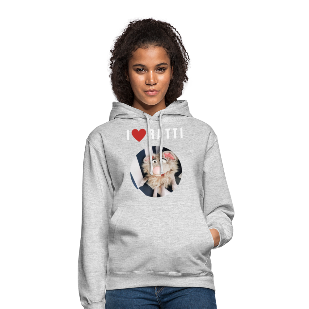 Unisex Hoodie - I love Ratti - Hellgrau meliert