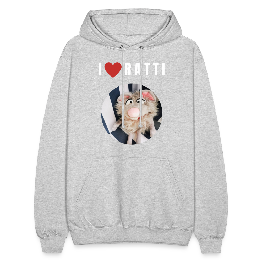 Unisex Hoodie - I love Ratti - Hellgrau meliert