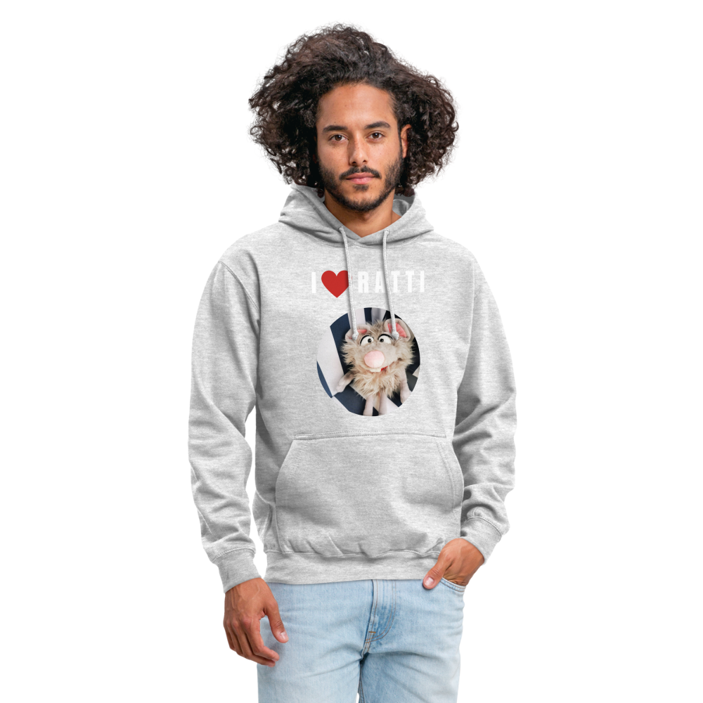 Unisex Hoodie - I love Ratti - Hellgrau meliert
