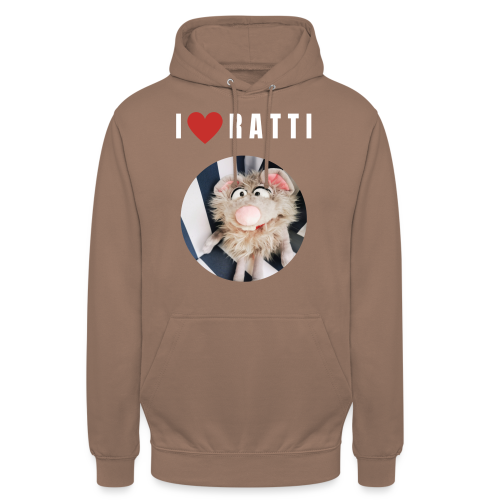 Unisex Hoodie - I love Ratti - Mokka