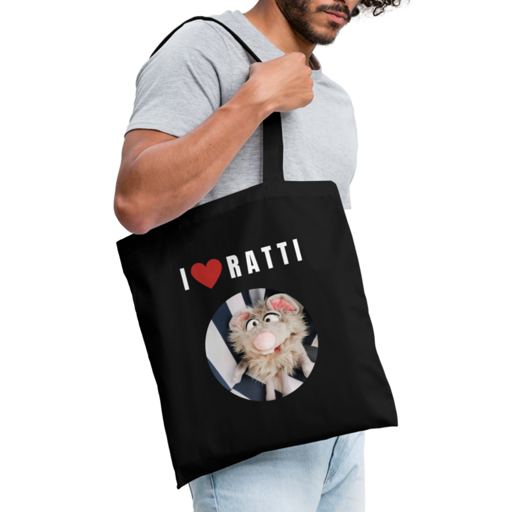 Stoffbeutel - I love Ratti - Schwarz