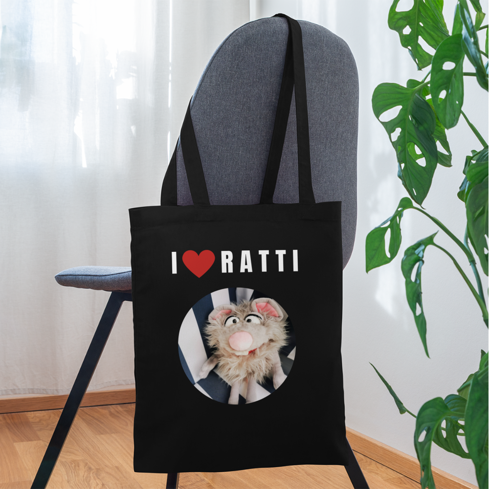 Stoffbeutel - I love Ratti - Schwarz