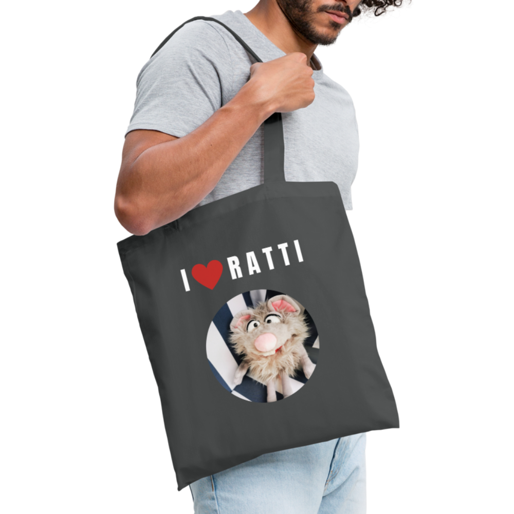 Stoffbeutel - I love Ratti - Graphite