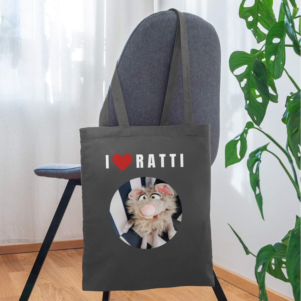 Stoffbeutel - I love Ratti - Graphite