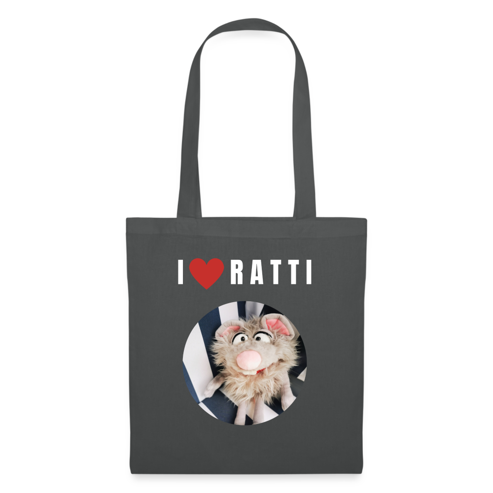 Stoffbeutel - I love Ratti - Graphite