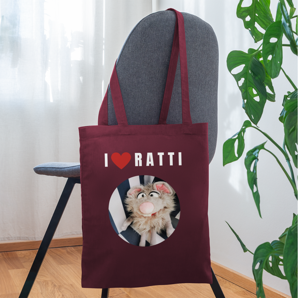 Stoffbeutel - I love Ratti - Burgunderrot