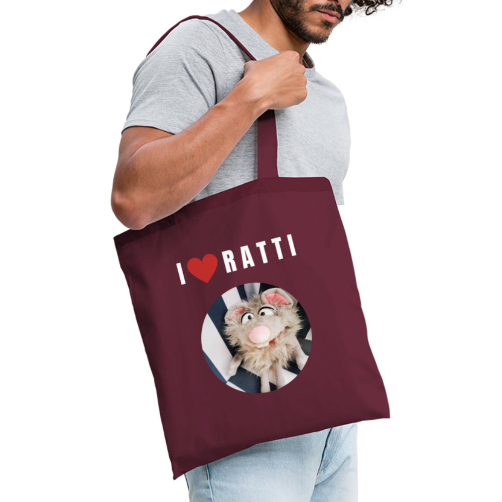 Stoffbeutel - I love Ratti - Burgunderrot