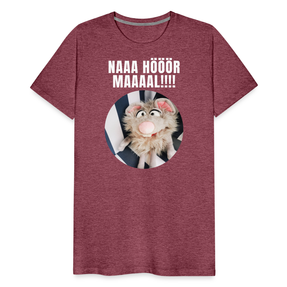 Männer Premium T-Shirt - Na hör mal! - Bordeauxrot meliert