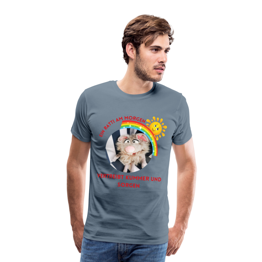 Männer Premium T-Shirt - Ratti am Morgen - Blaugrau