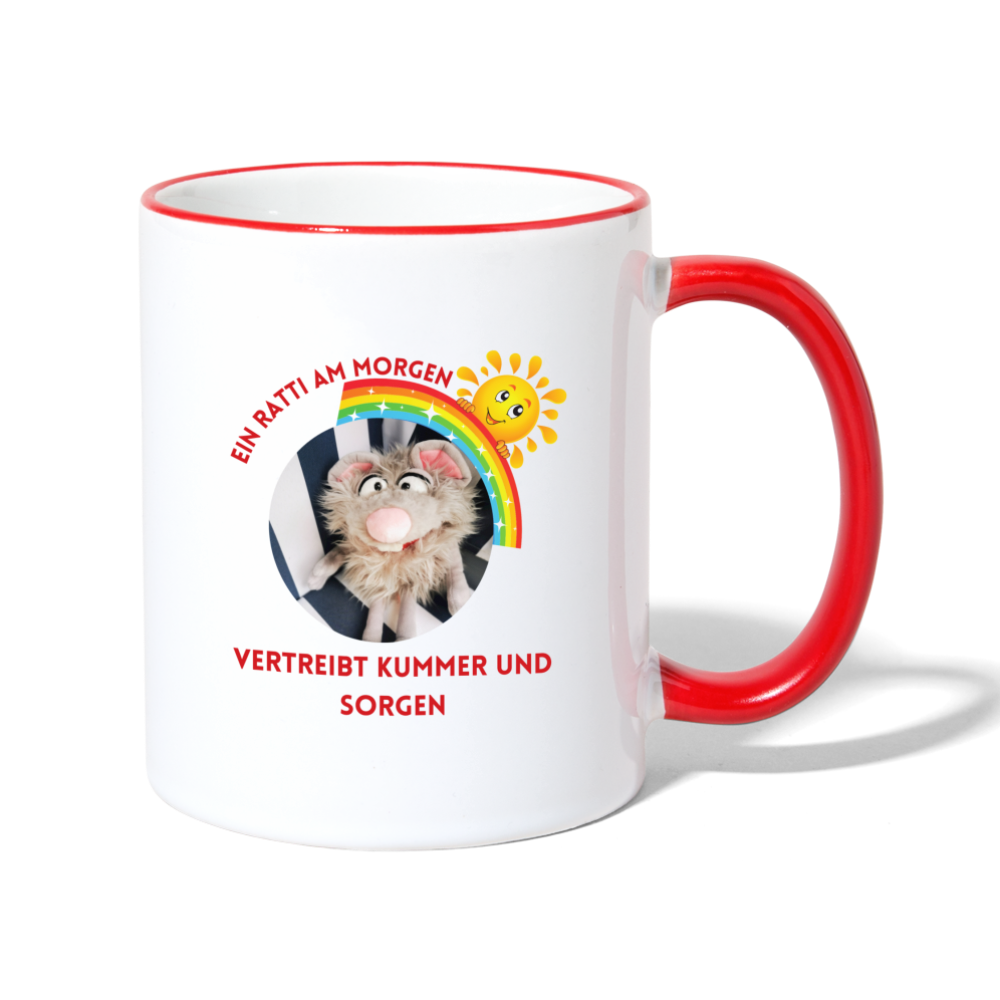 Tasse zweifarbig - Ein Ratti am Morgen - Weiß/Rot