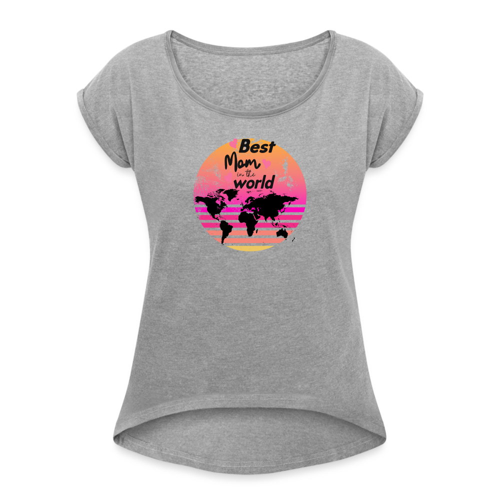 Frauen T-Shirt mit gerollten Ärmeln - Grau meliert