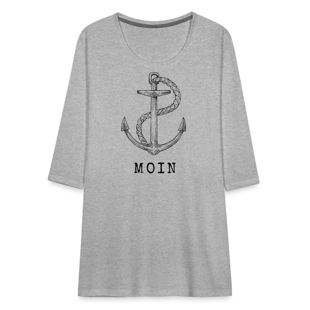 Frauen Premium 3/4-Arm Shirt - Moin - Grau meliert