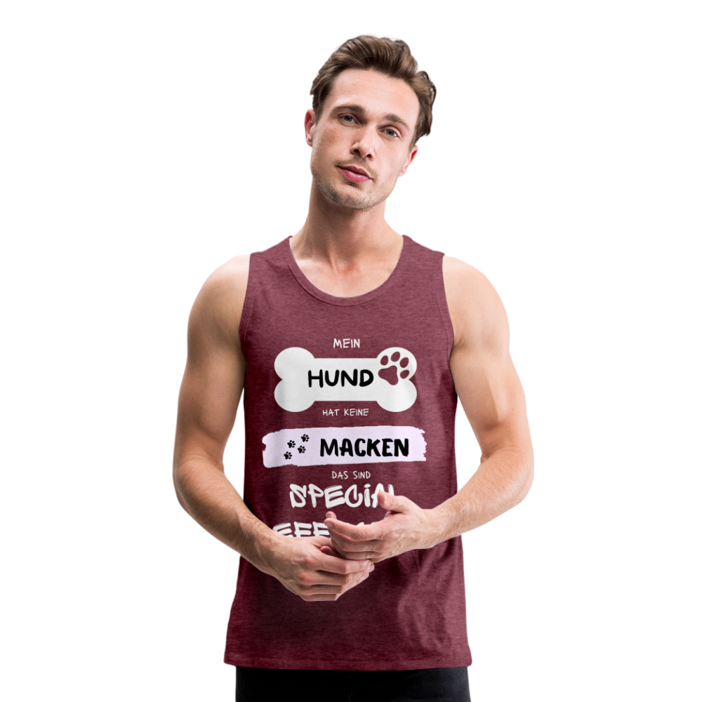 Männer Premium Tank Top - Hund macken - Bordeauxrot meliert