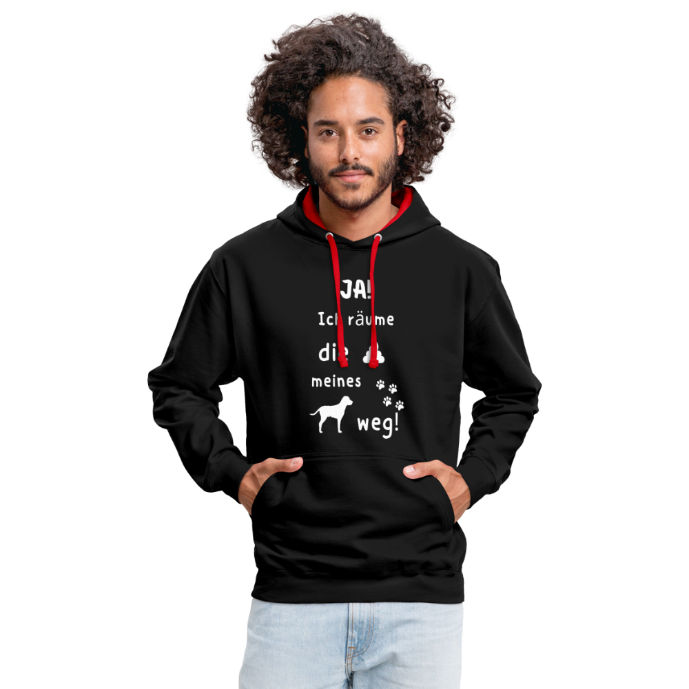 Kontrast-Hoodie - Hund Spruch - Schwarz/Rot