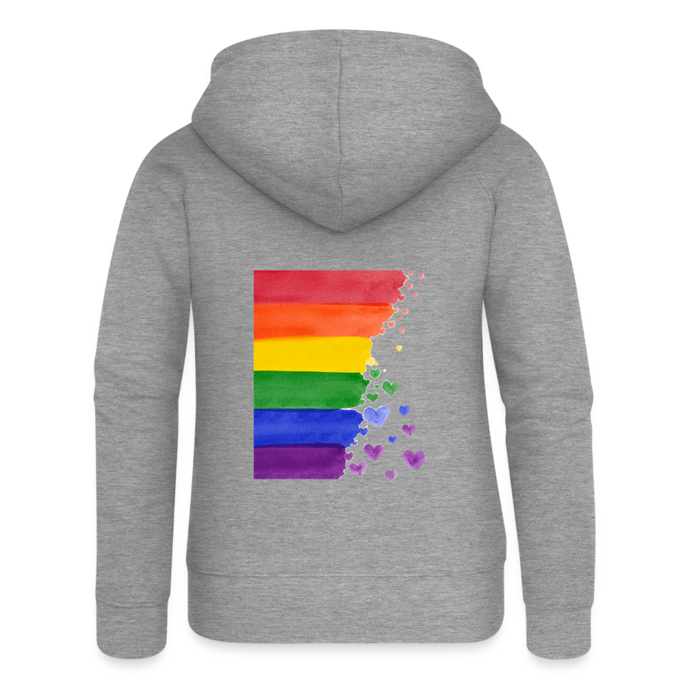 Frauen Premium Kapuzenjacke - LGBT Streifen - Grau meliert