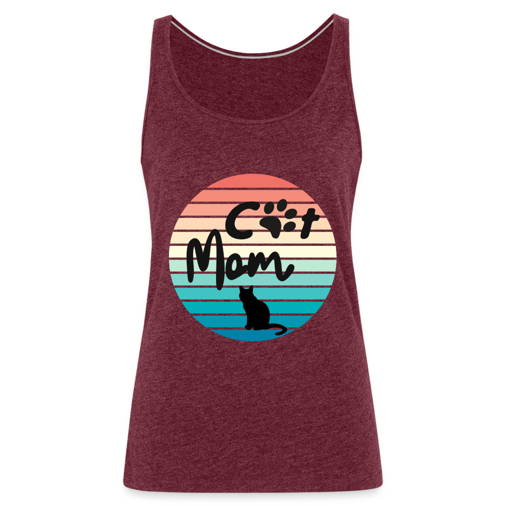 Frauen Premium Tank Top - Cat Mom - Bordeauxrot meliert