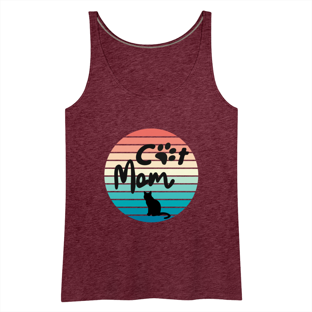 Frauen Premium Tank Top - Cat Mom - Bordeauxrot meliert