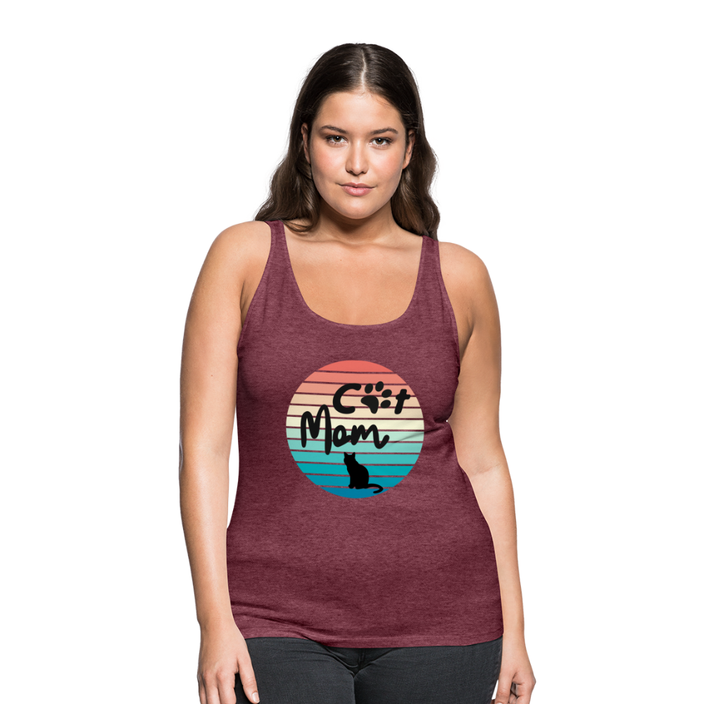 Frauen Premium Tank Top - Cat Mom - Bordeauxrot meliert