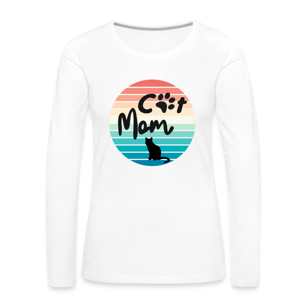 Frauen Premium Langarmshirt - Cat Mom - weiß