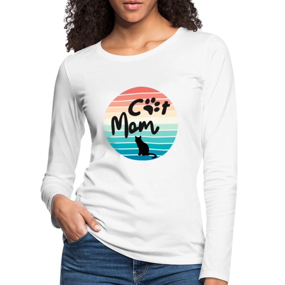 Frauen Premium Langarmshirt - Cat Mom - weiß