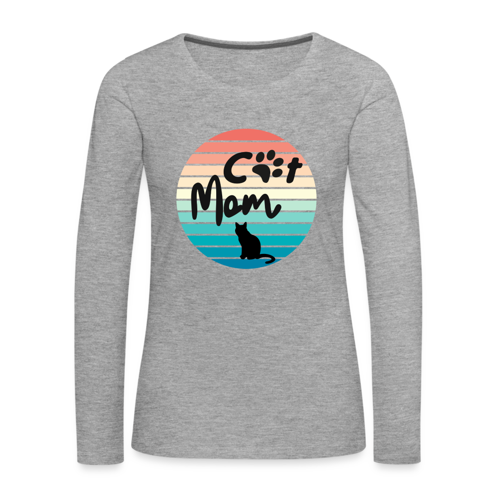 Frauen Premium Langarmshirt - Cat Mom - Grau meliert