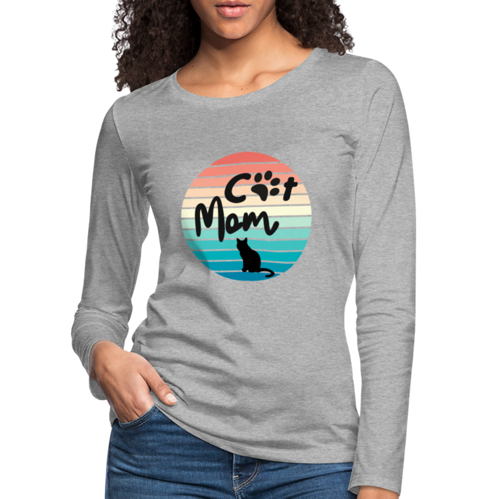Frauen Premium Langarmshirt - Cat Mom - Grau meliert