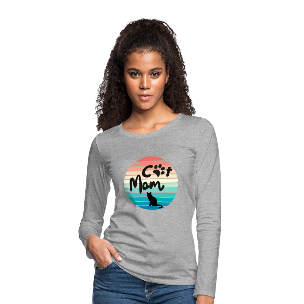 Frauen Premium Langarmshirt - Cat Mom - Grau meliert