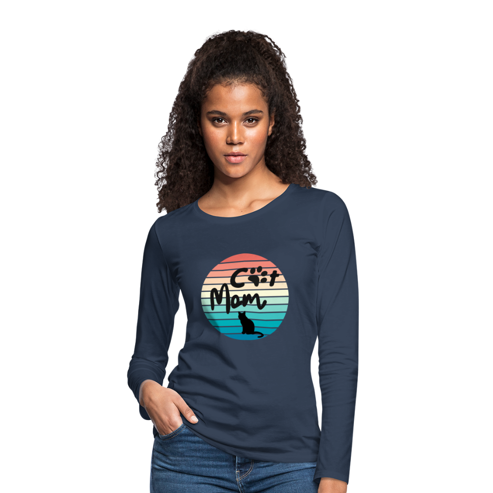 Frauen Premium Langarmshirt - Cat Mom - Navy