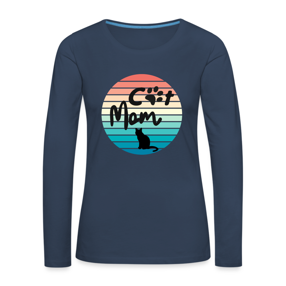 Frauen Premium Langarmshirt - Cat Mom - Navy
