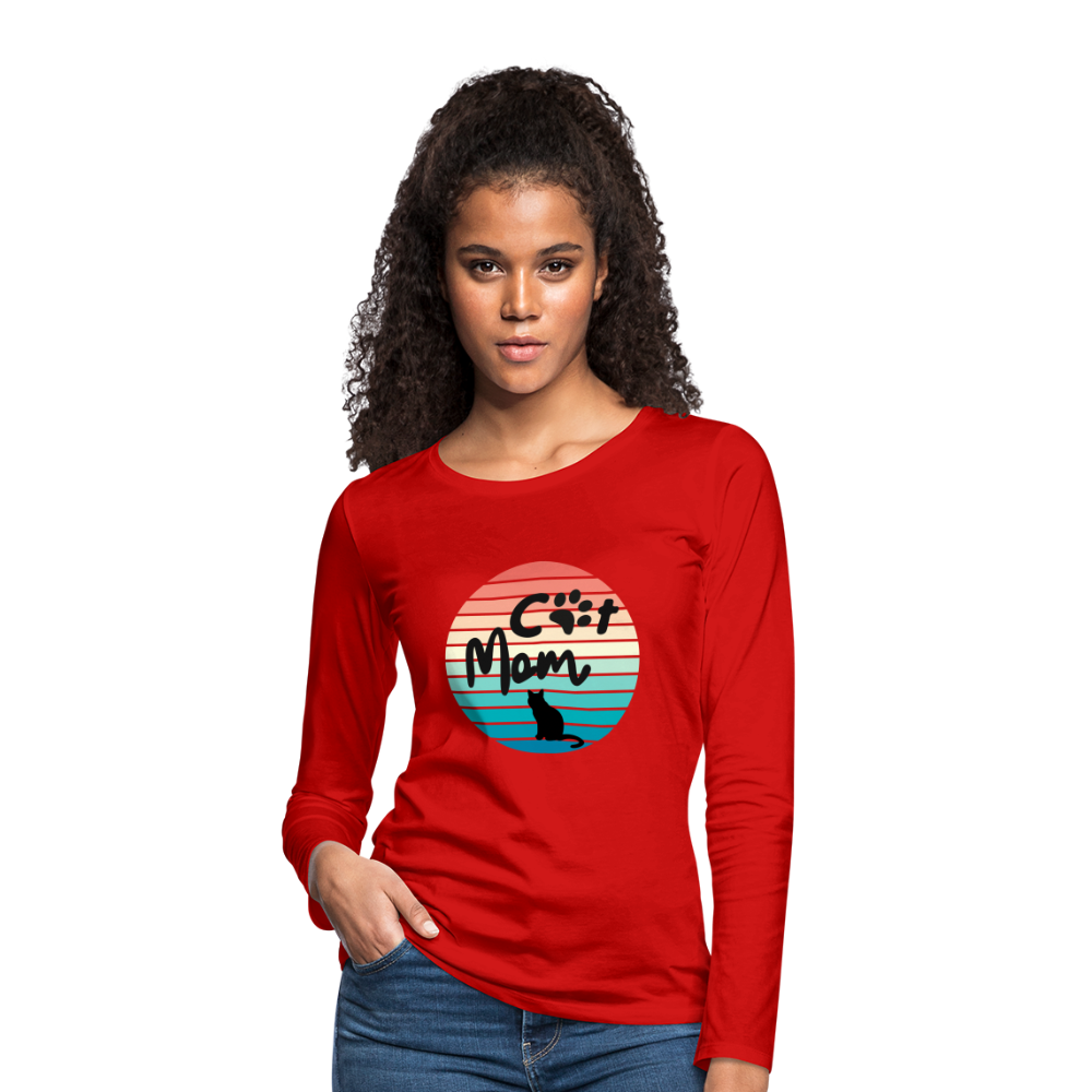 Frauen Premium Langarmshirt - Cat Mom - Rot