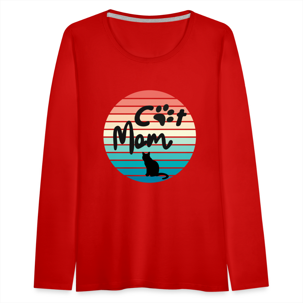 Frauen Premium Langarmshirt - Cat Mom - Rot