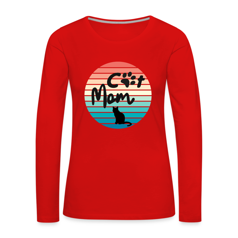 Frauen Premium Langarmshirt - Cat Mom - Rot