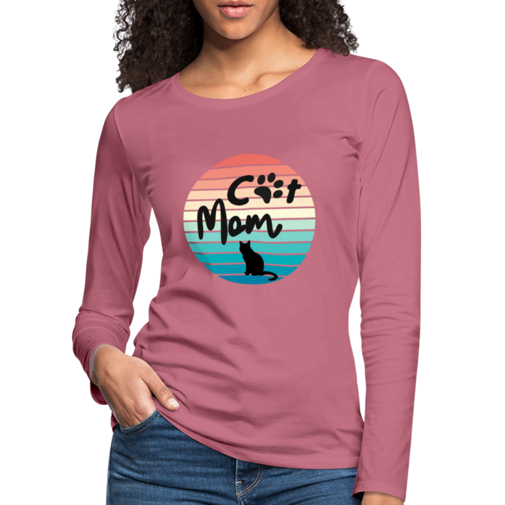 Frauen Premium Langarmshirt - Cat Mom - Malve