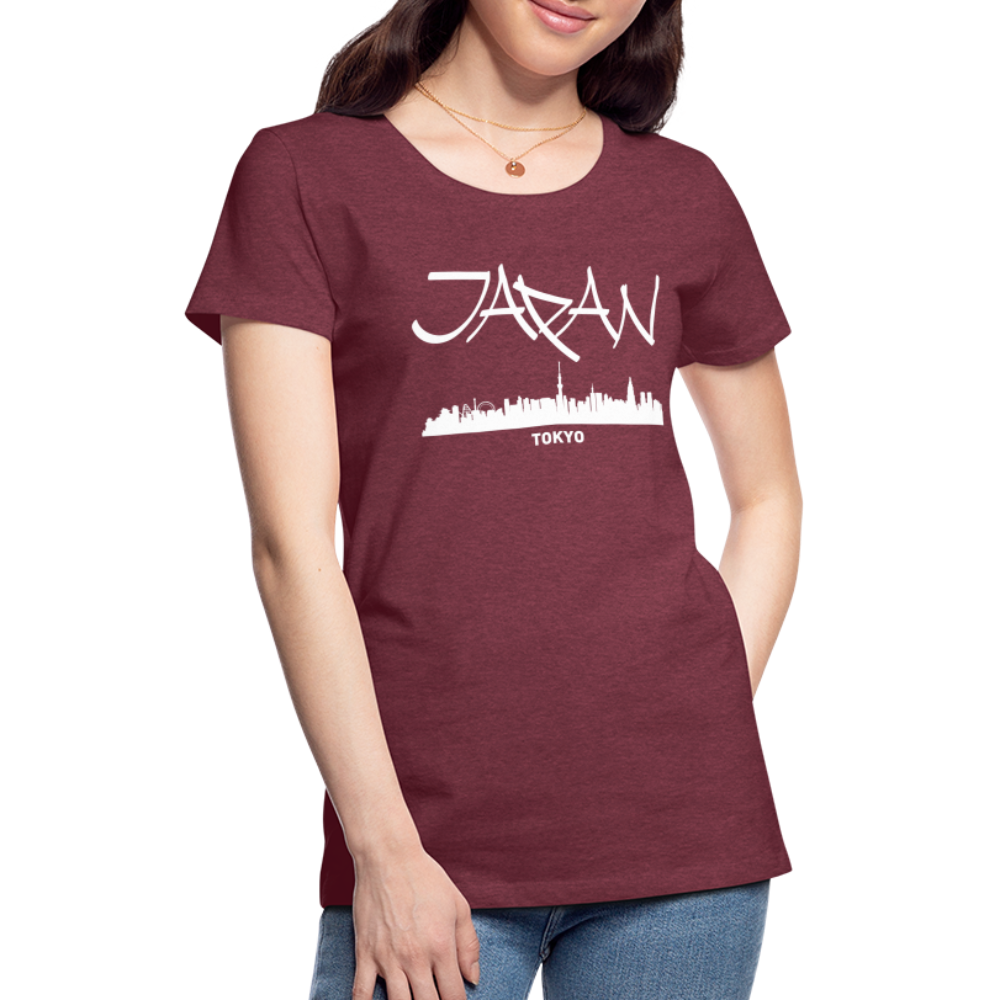 Frauen Premium T-Shirt - Japan Tokio - Bordeauxrot meliert