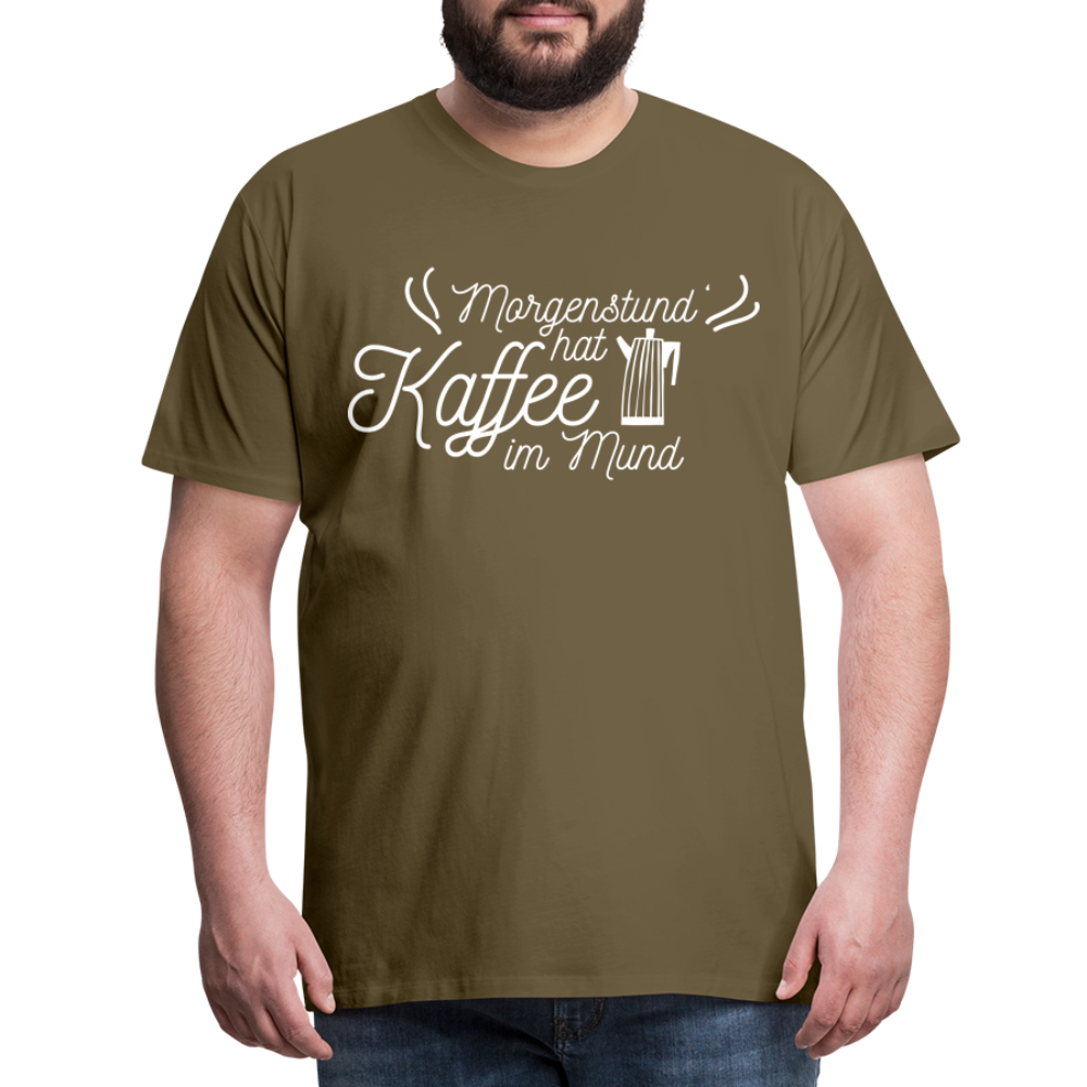 Männer Premium T-Shirt - Morgenstund hat Kaffee im Mund - Khaki