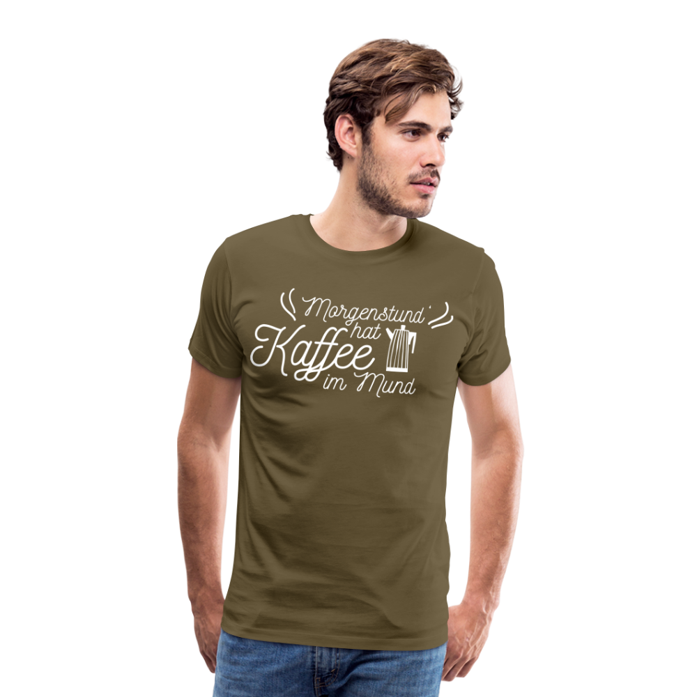 Männer Premium T-Shirt - Morgenstund hat Kaffee im Mund - Khaki