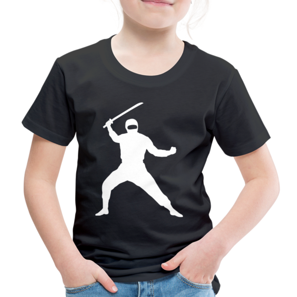 Kinder Premium T-Shirt - Ninja Design mit Katana - Schwarz