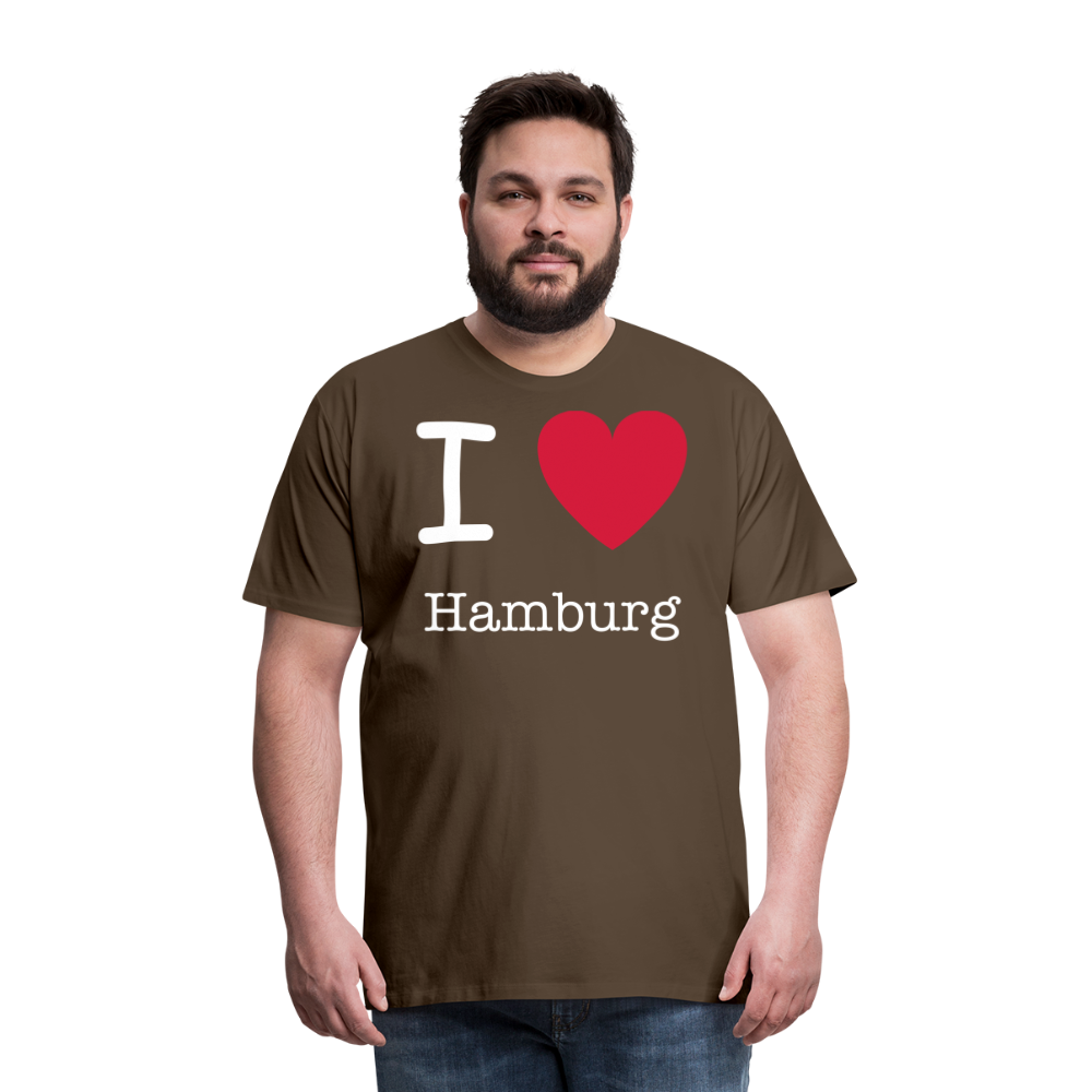 Männer Premium T-Shirt - I Love Hamburg Spruch Design - Edelbraun