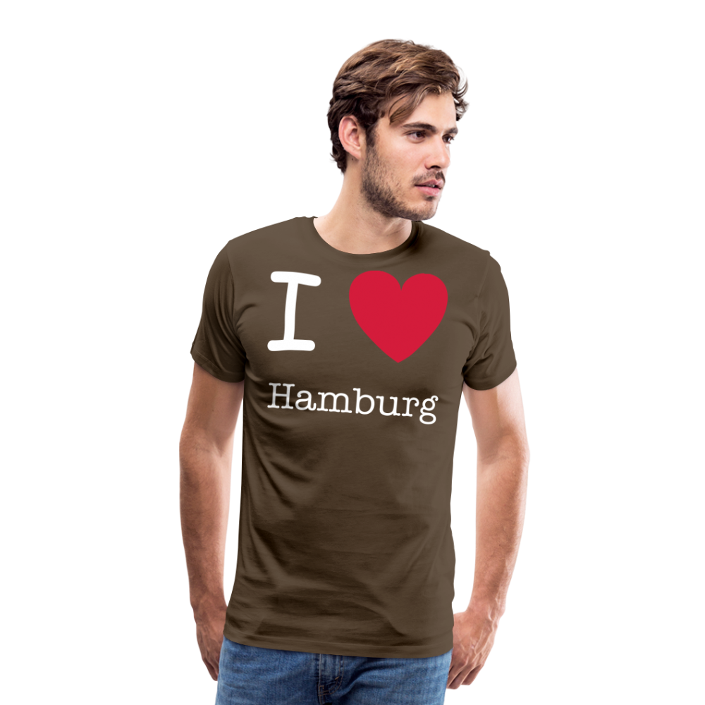 Männer Premium T-Shirt - I Love Hamburg Spruch Design - Edelbraun