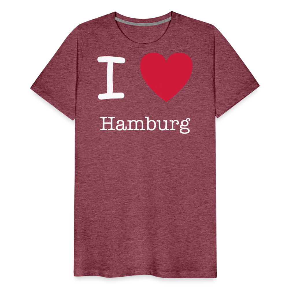 Männer Premium T-Shirt - I Love Hamburg Spruch Design - Bordeauxrot meliert