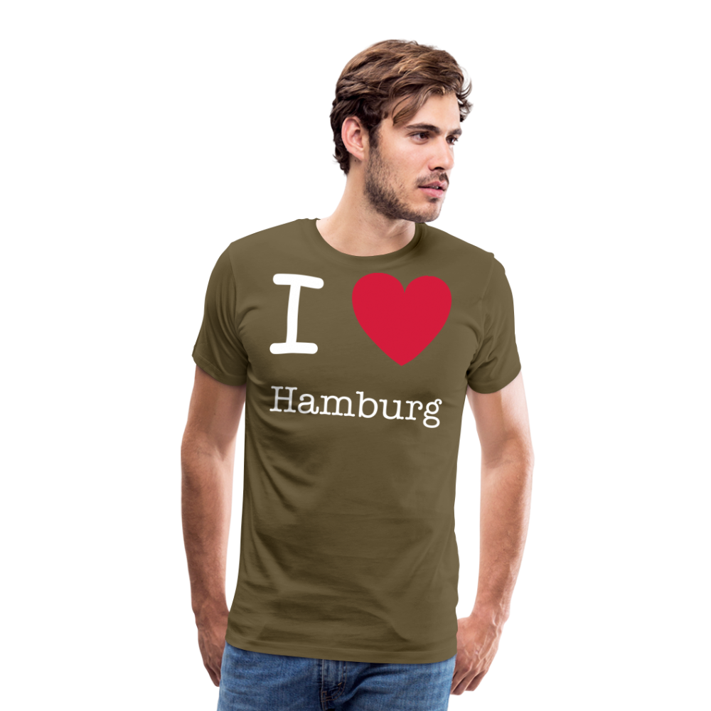Männer Premium T-Shirt - I Love Hamburg Spruch Design - Khaki