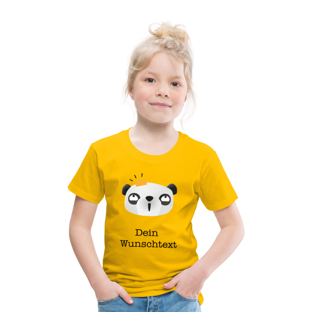 Kinder Premium T-Shirt - Panda mit Krone - personalisierbar - Sonnengelb