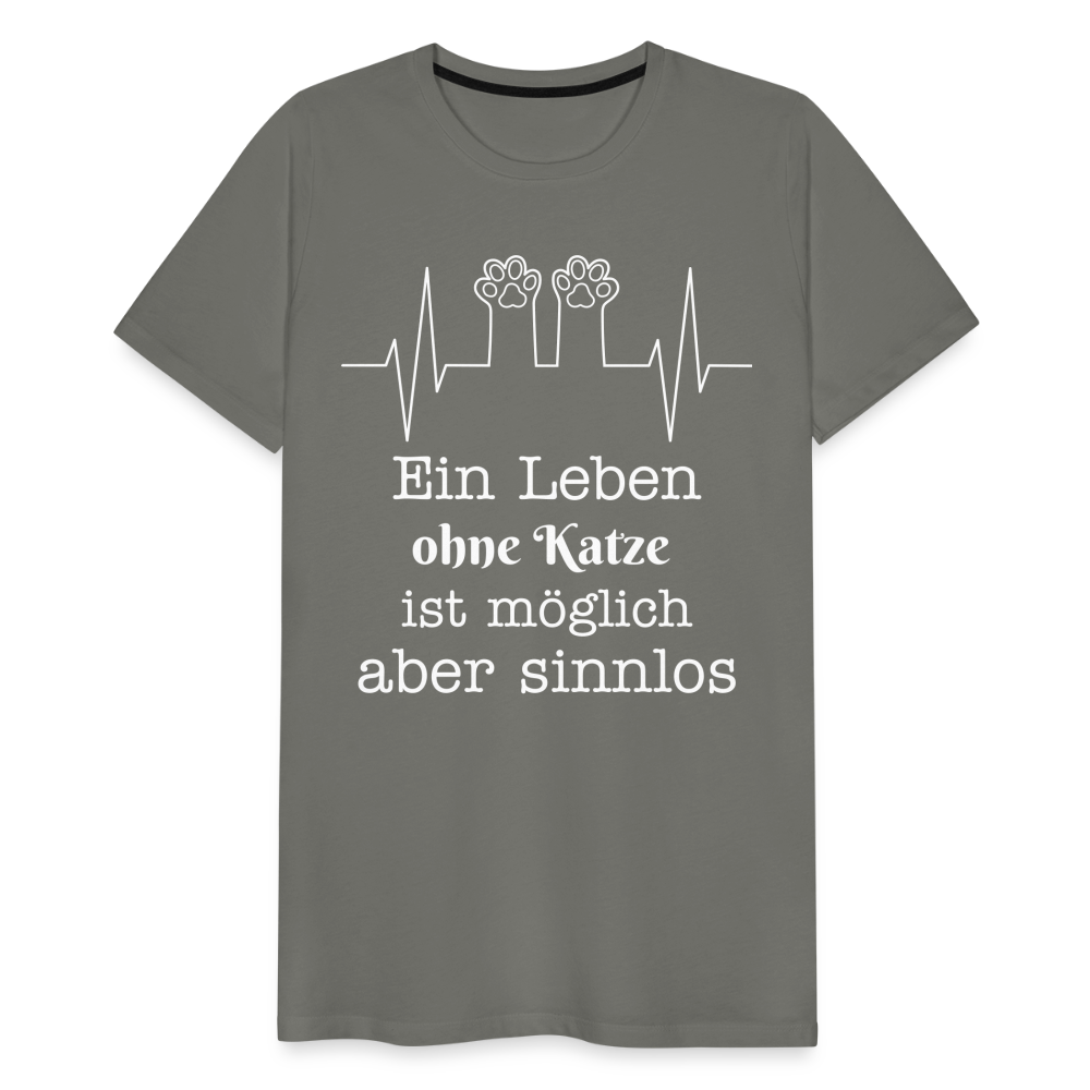 Männer Premium T-Shirt - Ein Leben ohne Katze ist möglich aber Sinnlos Spruch Design - Asphalt