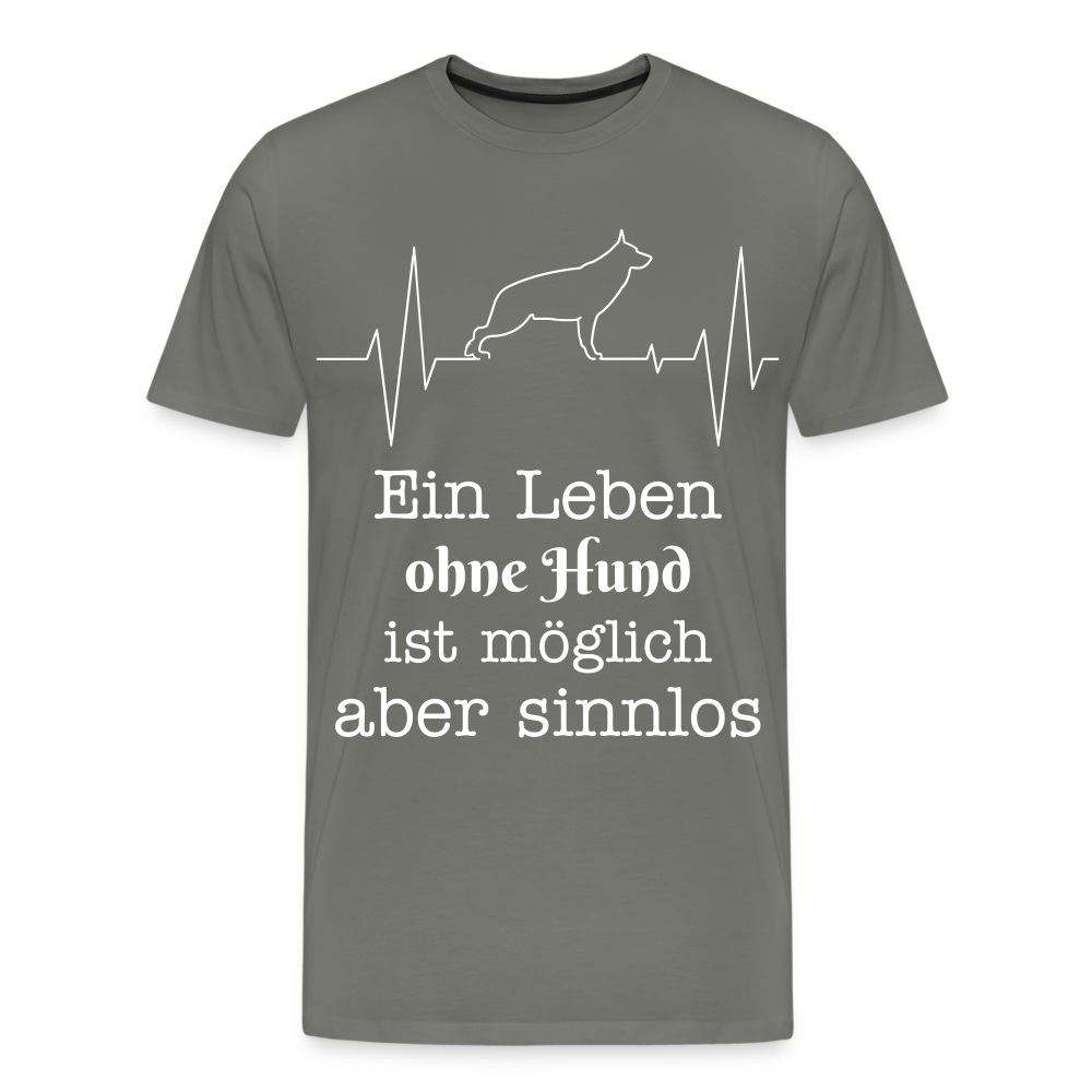 Männer Premium T-Shirt - Ein Leben ohne Hund ist möglich aber sinnlos! Tierspruch Design - Asphalt