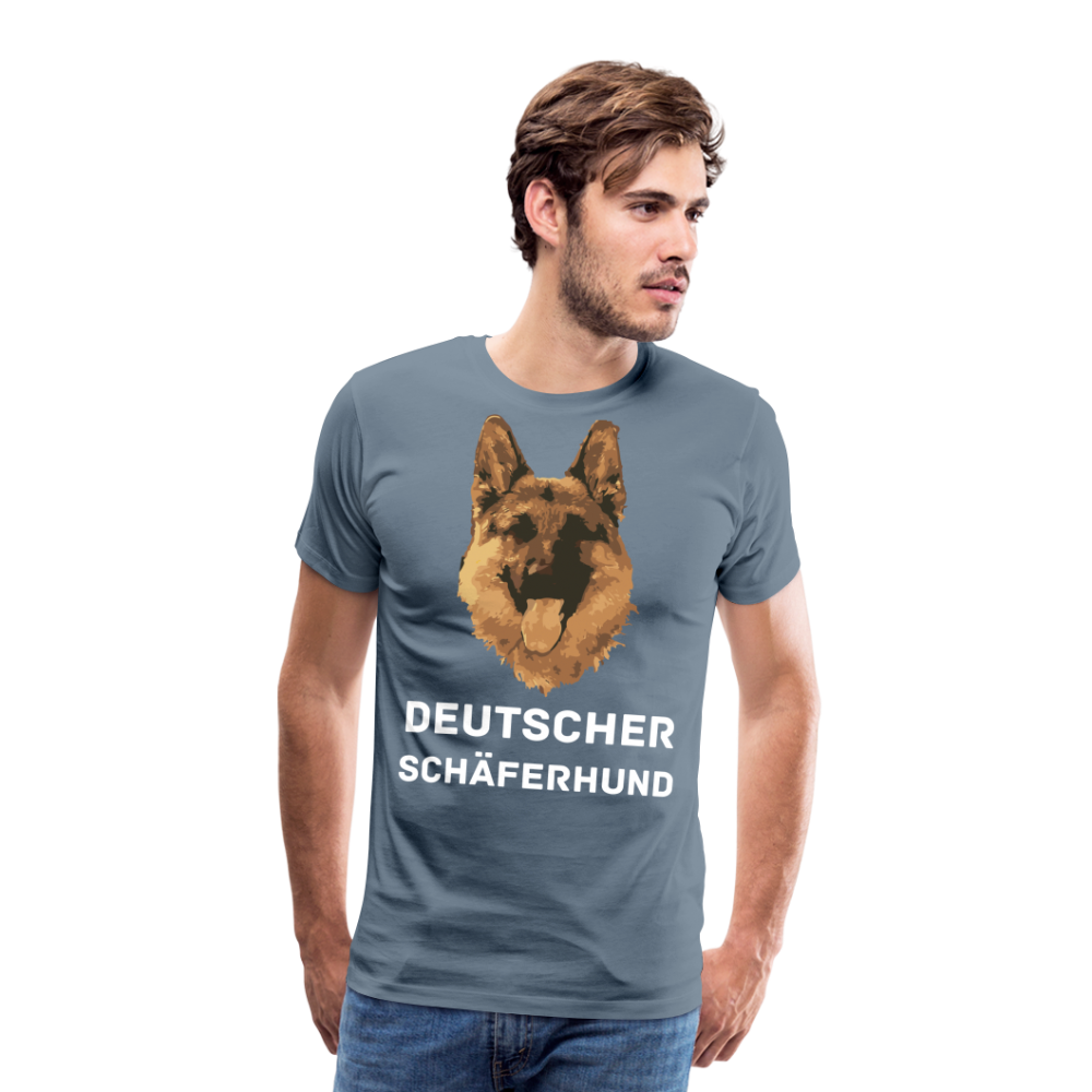 Männer Premium T-Shirt - Deutscher Schäferhund Design mit Text - personalisierbar - Blaugrau