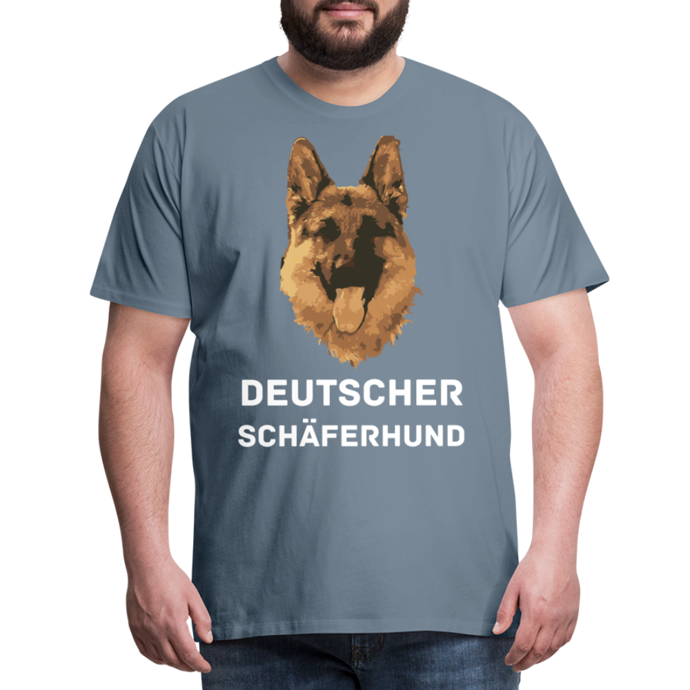 Männer Premium T-Shirt - Deutscher Schäferhund Design mit Text - personalisierbar - Blaugrau