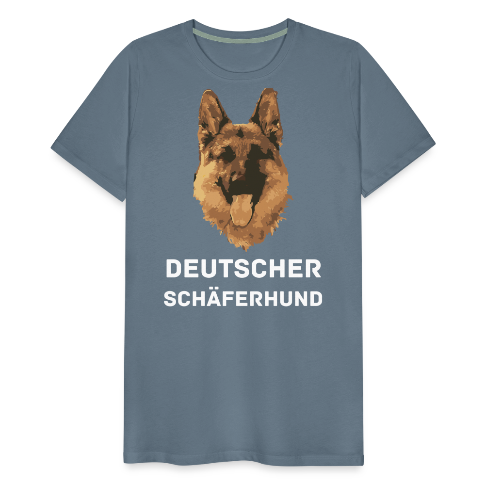 Männer Premium T-Shirt - Deutscher Schäferhund Design mit Text - personalisierbar - Blaugrau