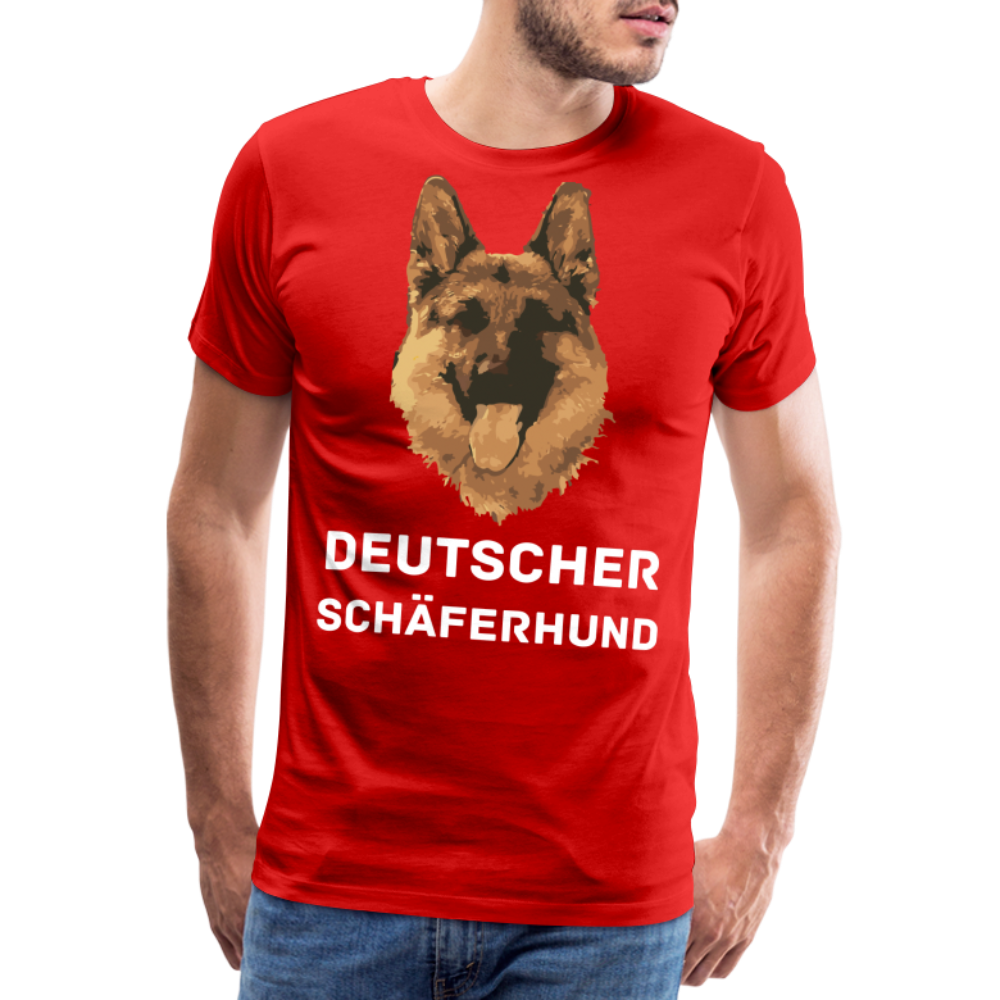 Männer Premium T-Shirt - Deutscher Schäferhund Design mit Text - personalisierbar - Rot