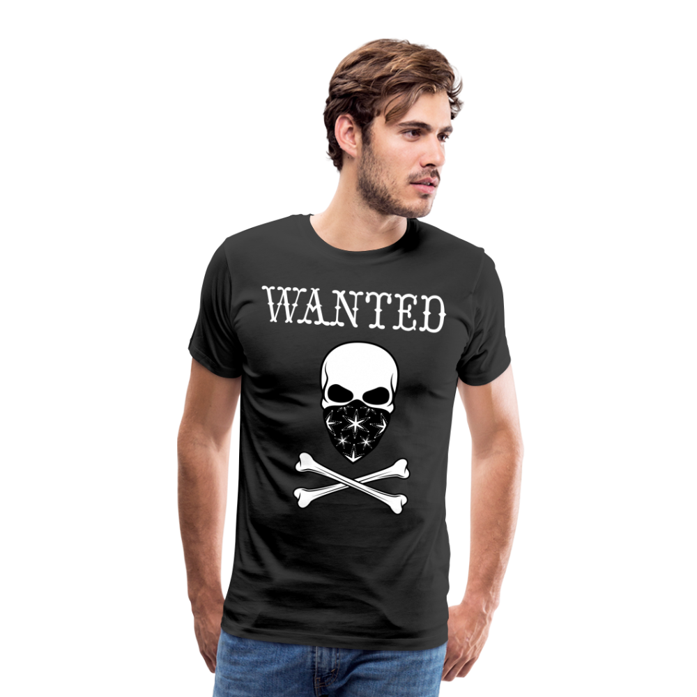 Männer Premium T-Shirt - Wanted Totenkopf Design - Schwarz